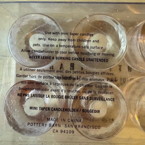 Pottery Barn Set Of 6 Mini Taper Candleholders Clear Glass - Picture 3 of 8